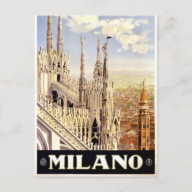 Stadt Mailand Italienisches Reiseplakat 1920 Postkarte (Vorderseite)