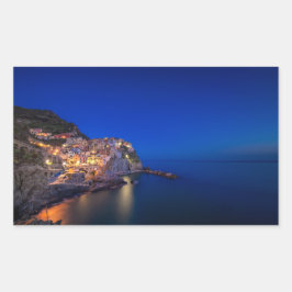Stadt Manarola im Cinque Terre im Abend Rechteckiger Aufkleber