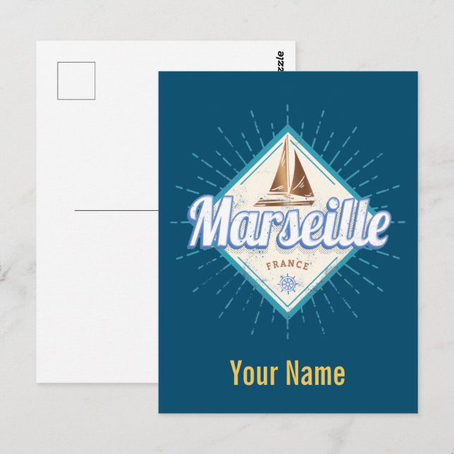 Stadt Marseille Frankreich Retroschiff Vintag Postkarte (Vorne/Hinten)