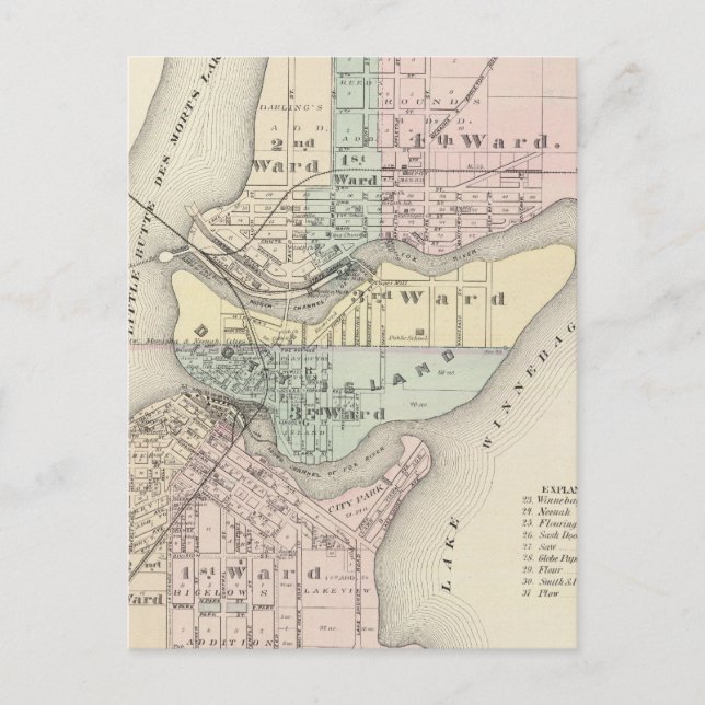 Stadt Menasha, Stadt Neenah Postkarte (Vorderseite)