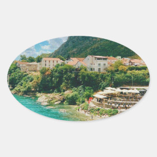 Stadt Mostar - Bosnien und Herzegowina Ovaler Aufkleber
