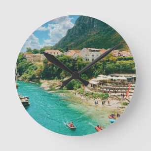 Stadt Mostar - Bosnien und Herzegowina Runde Wanduhr