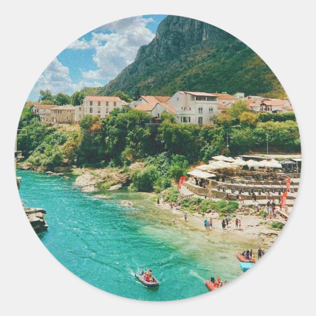 Stadt Mostar - Bosnien und Herzegowina Runder Aufkleber (Vorderseite)