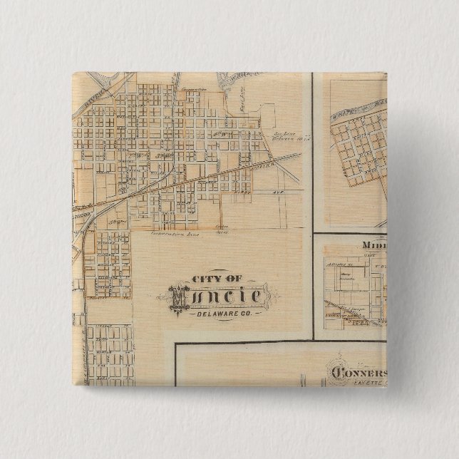 Stadt Muncie, Delaware Co mit Yorktown Button (Vorderseite)