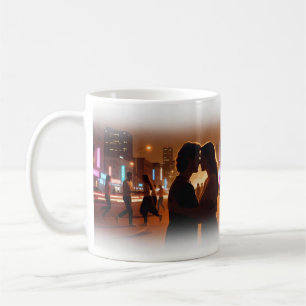 Stadt Nacht Liebe und Tanz Neon Glow Tasse