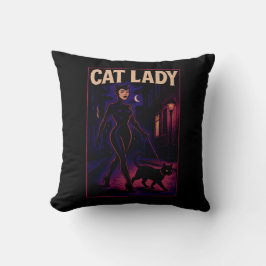 Stadt Nacht Sass Katzenlady Comic Kunst Schwarze K Kissen