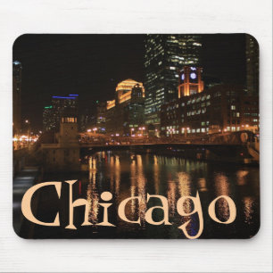 Stadt-NachtGebäude-Schicksal Chicagos Illinois win Mousepad