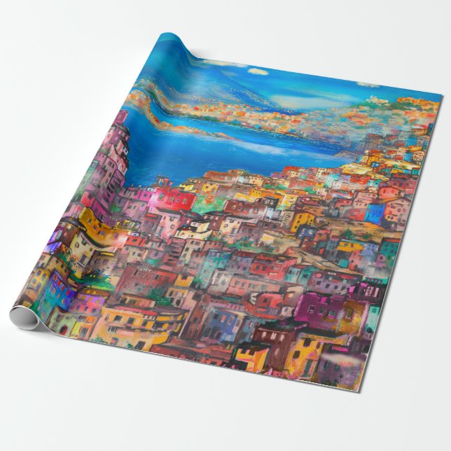 Stadt Neapel, Stadt, Italien, Landschaft, Geschenkpapier (Ungerollt)