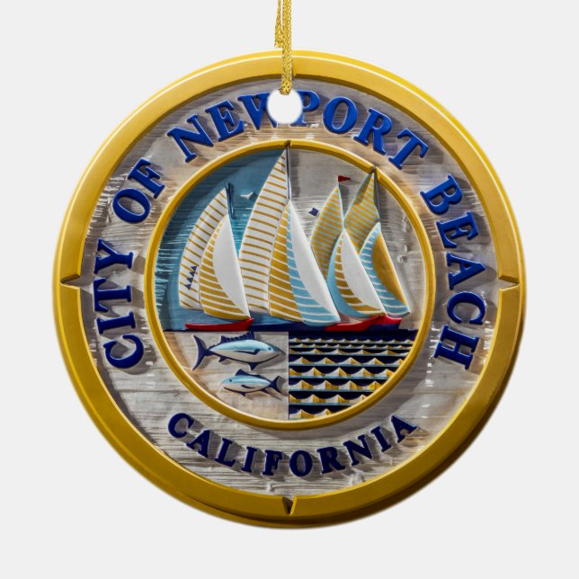 Stadt Newport Beach 2-seitige Keramik Keramik Ornament (Hinten)