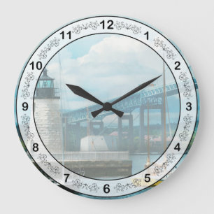 Stadt - Newport RI - Der Leuchtturm von Newport Große Wanduhr