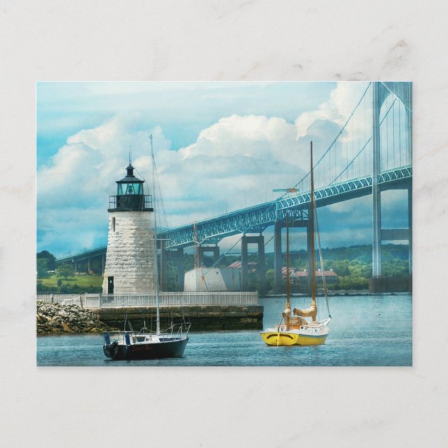 Stadt - Newport RI - Leuchtturm von Newport Postkarte (Vorderseite)
