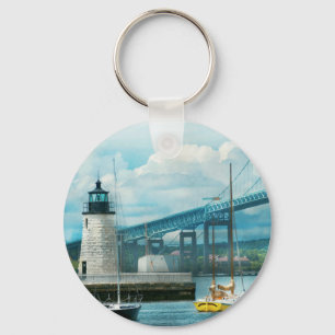 Stadt - Newport RI - Leuchtturm von Newport Schlüsselanhänger