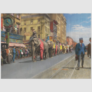 Stadt - NY - Der Zirkus kommt 1920 in die Stadt Seidenpapier