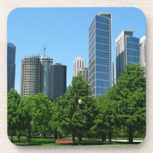 Stadt-Park-Gebäude-Schicksal Chicagos Illinois win Untersetzer