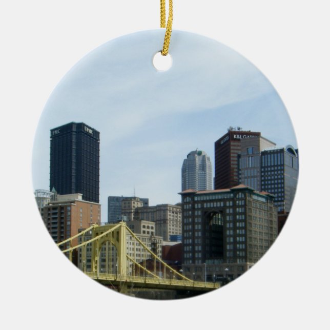 Stadt Pittsburgh mit Brücken Keramik Ornament (Vorne)