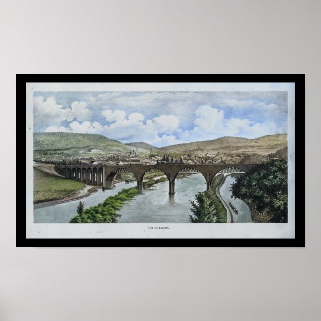 Stadt Reading PA Pennsylvania Bridge Print Poster (Vorne)