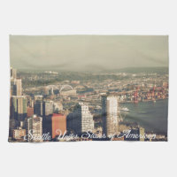 Stadt Seattle. Aussicht vom Turm der Stadt. Horizo