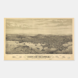 Stadt Seattle Puget Sound Washington Map (1878) Rechteckiger Aufkleber