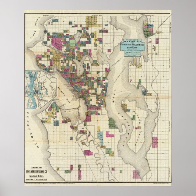 Stadt Seattle und Umgebung Poster (Vorne)