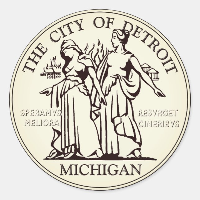 Stadt Siegel Detroit Runder Aufkleber (Vorderseite)