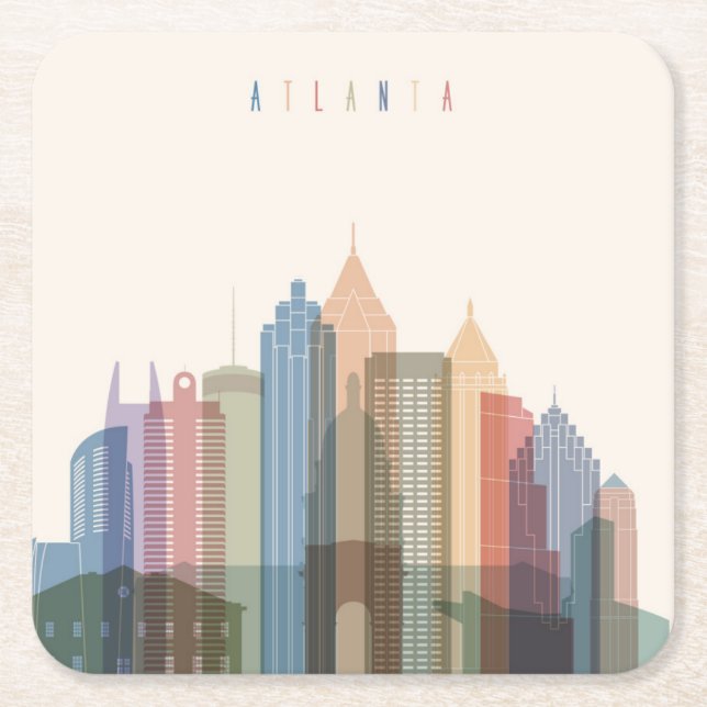 Stadt-Skyline Atlantas, Georgia | Rechteckiger Pappuntersetzer (Vorderseite)