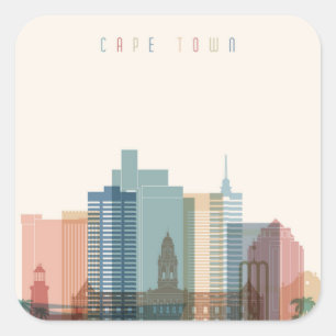 Stadt-Skyline Cape Towns, Afrika   Quadratischer Aufkleber