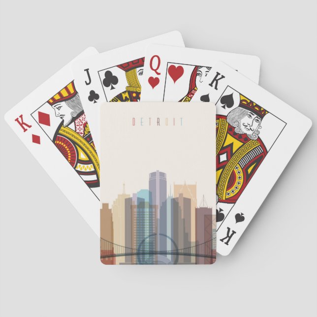 Stadt-Skyline Detroits, Michigan | Spielkarten (Rückseite)