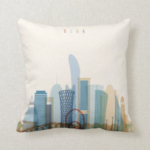 Stadt-Skyline Dohas, Qatar   Kissen