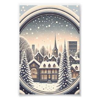 Stadt-Skyline Erstes Weihnachten Neues Zuhause-Orn Fotodruck