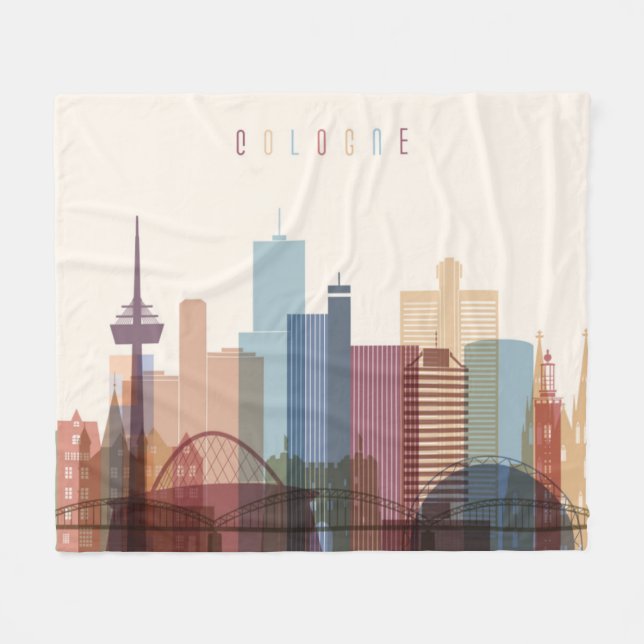 Stadt-Skyline Kölns, Deutschland | Fleecedecke (Vorderseite (Horizontal))