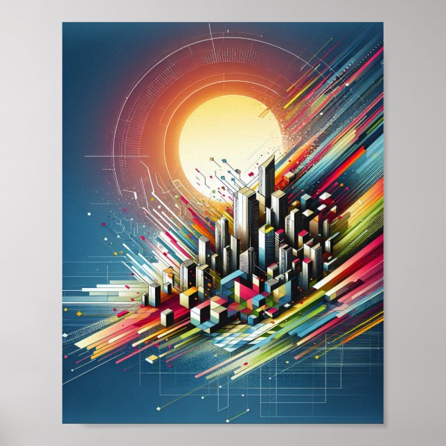 Stadt-Skyline-Kunstposter Poster (Vorne)
