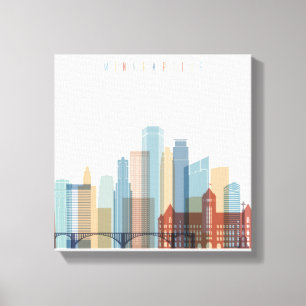 Stadt-Skyline Minneapolis, Minnesota   Leinwanddruck