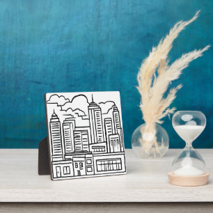 Stadt-Skyline Moderne Kunst Skizze Zeichnung Fotoplatte