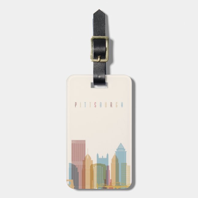 Stadt-Skyline Pittsburghs, Pennsylvania | Gepäckanhänger (Vorderseite vertikal)