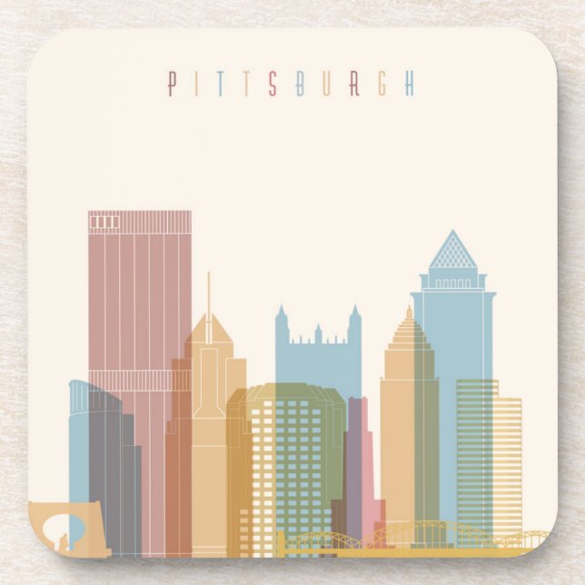 Stadt-Skyline Pittsburghs, Pennsylvania | Getränkeuntersetzer (Vorderseite)