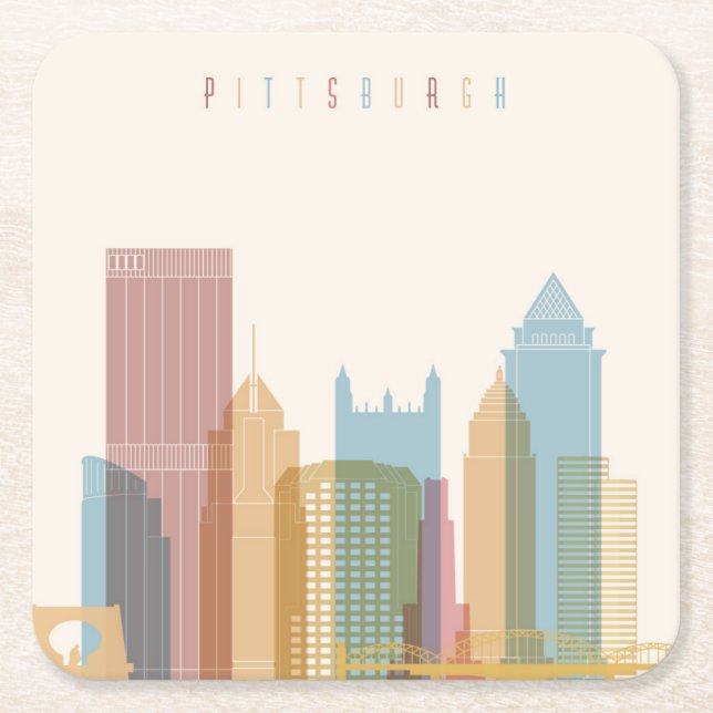 Stadt-Skyline Pittsburghs, Pennsylvania | Rechteckiger Pappuntersetzer (Vorderseite)