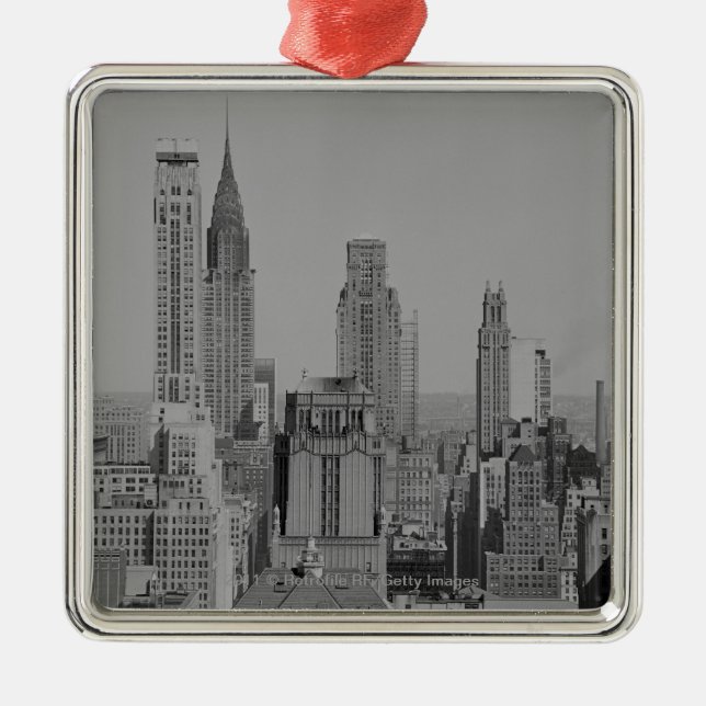 Stadt-Skyline Silbernes Ornament (Vorne)