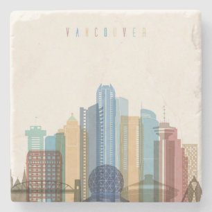 Stadt-Skyline Vancouvers, Kanada   Steinuntersetzer