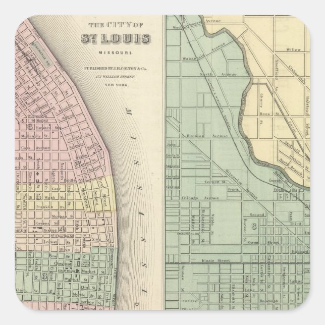 Stadt St. Louis, Missouri Stadt Chicago Quadratischer Aufkleber (Vorderseite)