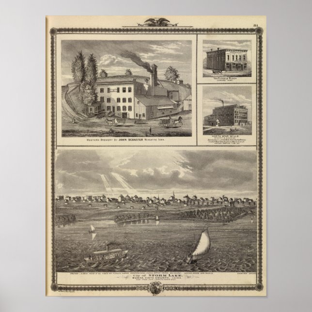 Stadt Storm Lake Brauerei, Muscatine Bldg Poster (Vorne)