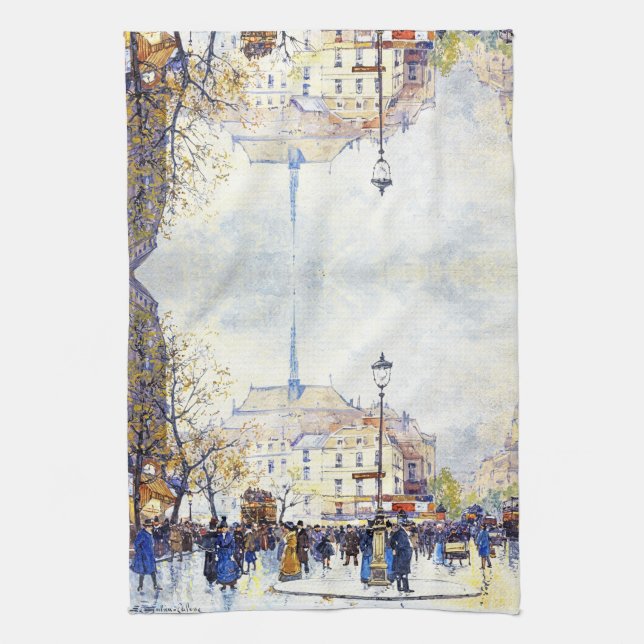 Stadt-Straßen-Szenen-Kunst-Geschirrtuch Paris Küchentuch (Vertikal)