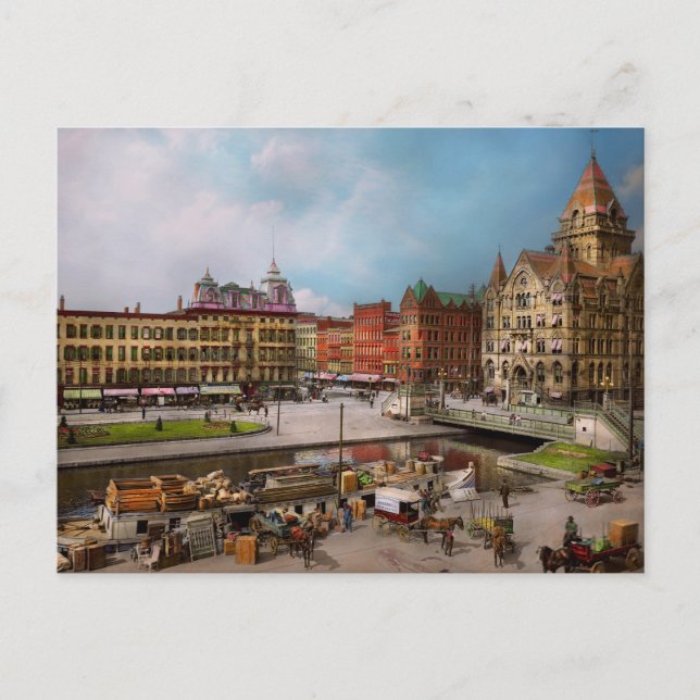 Stadt - Syrakus NY - Der Clinton Square Canal 1905 Postkarte (Vorderseite)