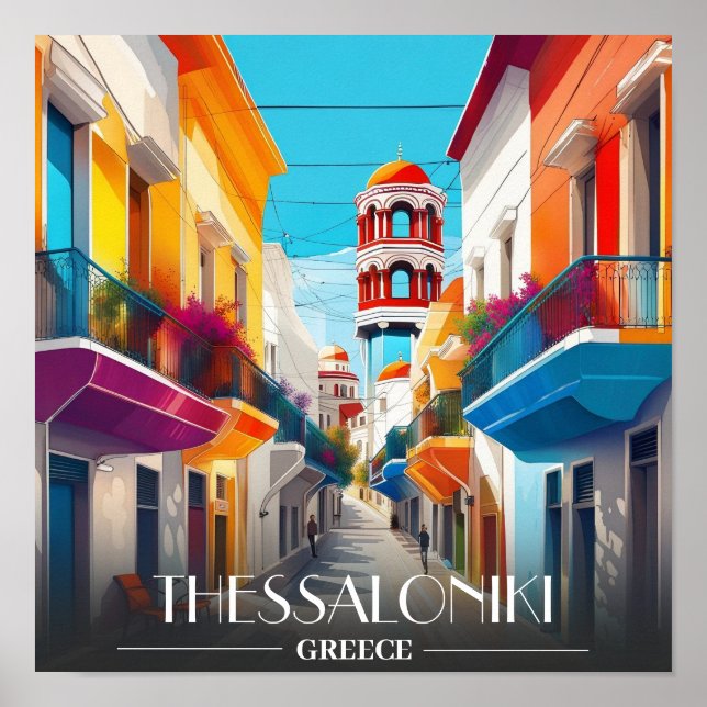 Stadt Thessaloniki, griechischer Bezirk Ladadika Poster (Vorne)