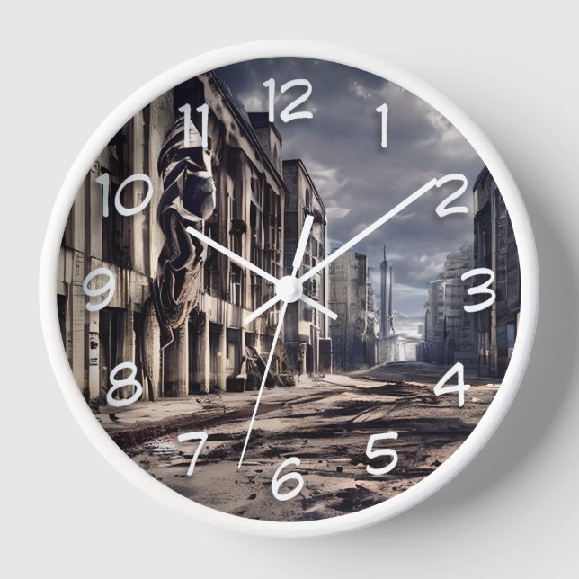 Stadt verlassen | Post Apokalypse Dystopian World Uhr (Vorderseite)