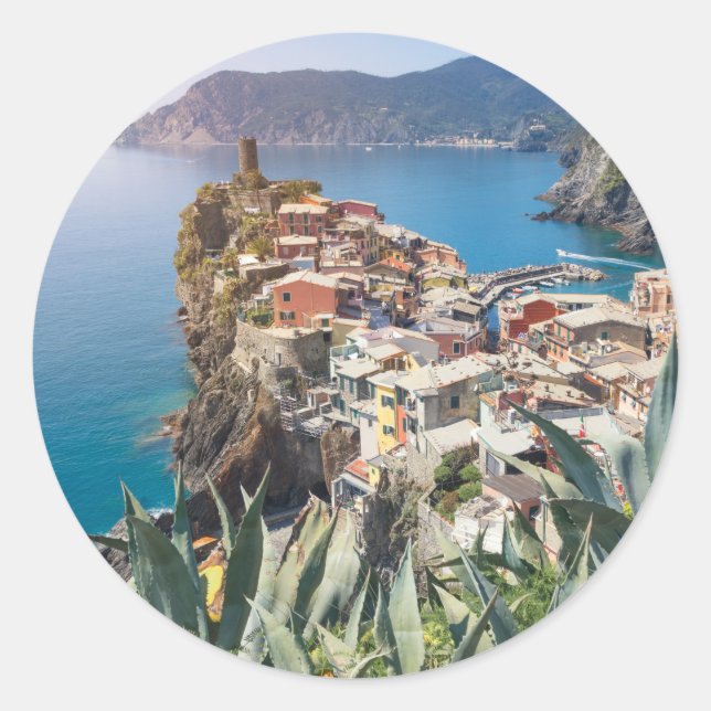 Stadt Vernazza im Cinque Terre Runder Aufkleber (Vorderseite)