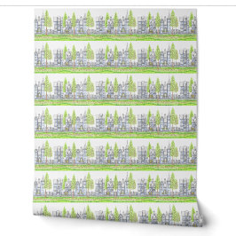 Stadt-Victorian-Blau-Wallpaper Tapete