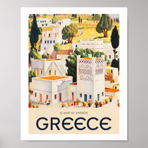 Stadt Vintage Griechenland Reiseplakate Poster