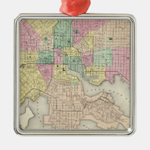 Stadt von Baltimore Maryland Silbernes Ornament
