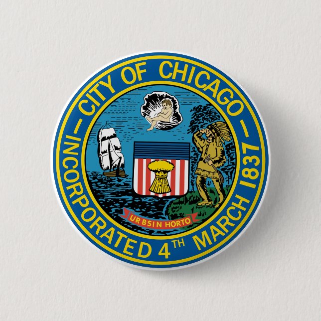 Stadt von Chicago-Siegel Button (Vorderseite)