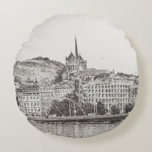 Stadt von Genf 2011 Rundes Kissen